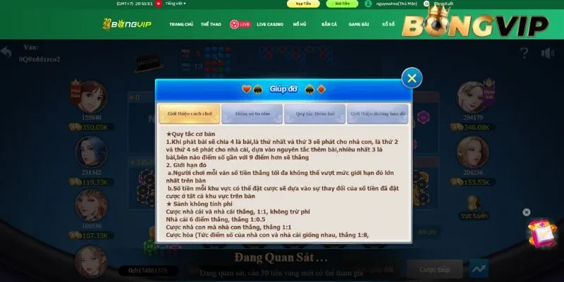 Luật chơi baccarat cơ bản
