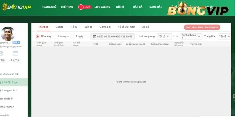 Người chơi hãy kiểm tra lịch sử giao dịch khi nạp tiền Bongvip