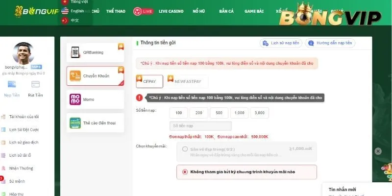 Ví điện tử giúp nạp tiền BONGVIP nhanh chỉ trong vài phút